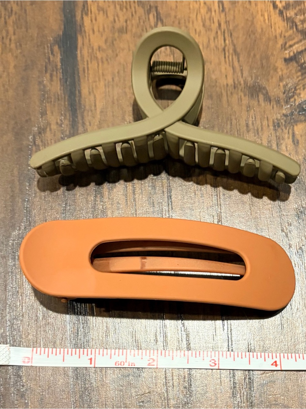 Source Unknown Olive Green and Rust Hair Clips - Two-Piece Set
